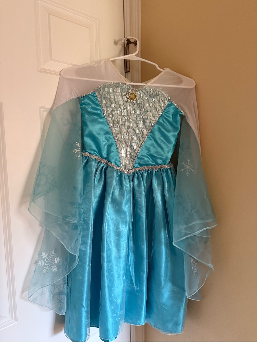 Girls Blue Sparkle Princess Costume Dress with Sheer Cape